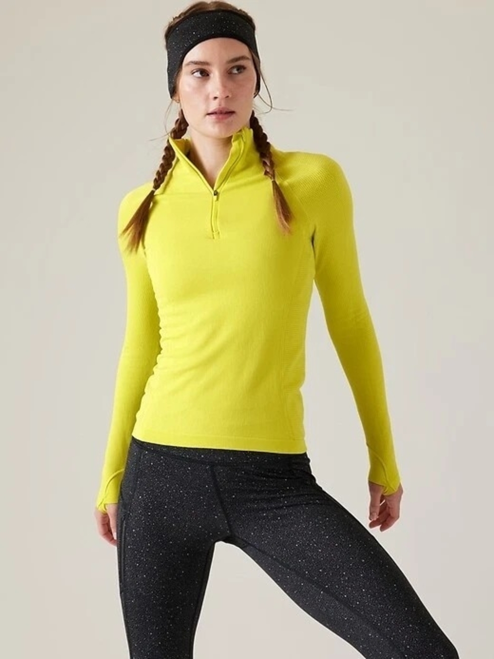 Athleta Neon Yellow Half-Zip Performance Pullover
